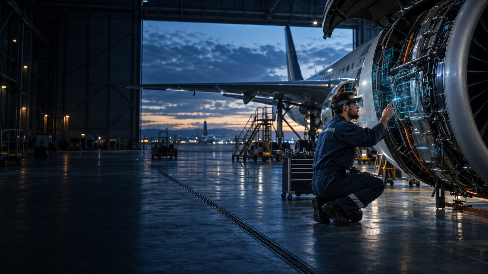 Illustrative XR aircraft maintenance scene